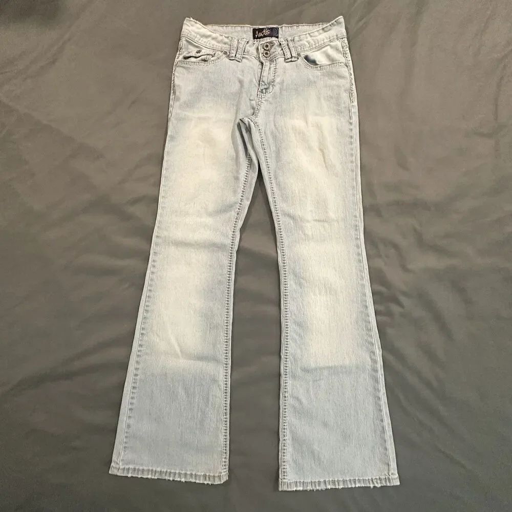Vintage Angels Low Rise Flared Jeans Womens 11 Light Wash Embellished Y2K 00s